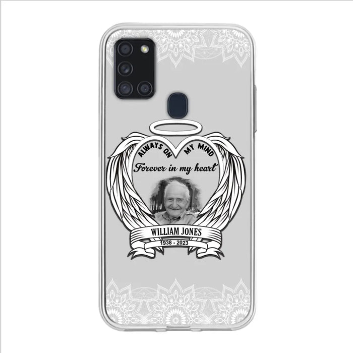 Custom Personalized Memorial Phone Case - Upload Photo - Memorial Gift Idea For Family Member - Always On My Mind Forever in My Heart - Case For iPhone/Samsung