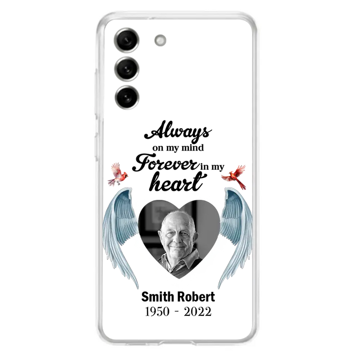 Custom Personalized Memorial Photo Phone Case - Gift Idea For Family - Upload Photo - Always On My Mind Forever In My Heart - Case For iPhone/Samsung