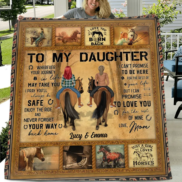 Custom Personalized To My Daughter Horse Quilt/Single Layer Fleece Blanket - Gift Idea For Daughter/Horse Lovers - Never Forget Your Way Back Home