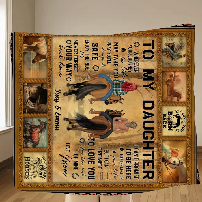 Custom Personalized To My Daughter Horse Quilt/Single Layer Fleece Blanket - Gift Idea For Daughter/Horse Lovers - Never Forget Your Way Back Home