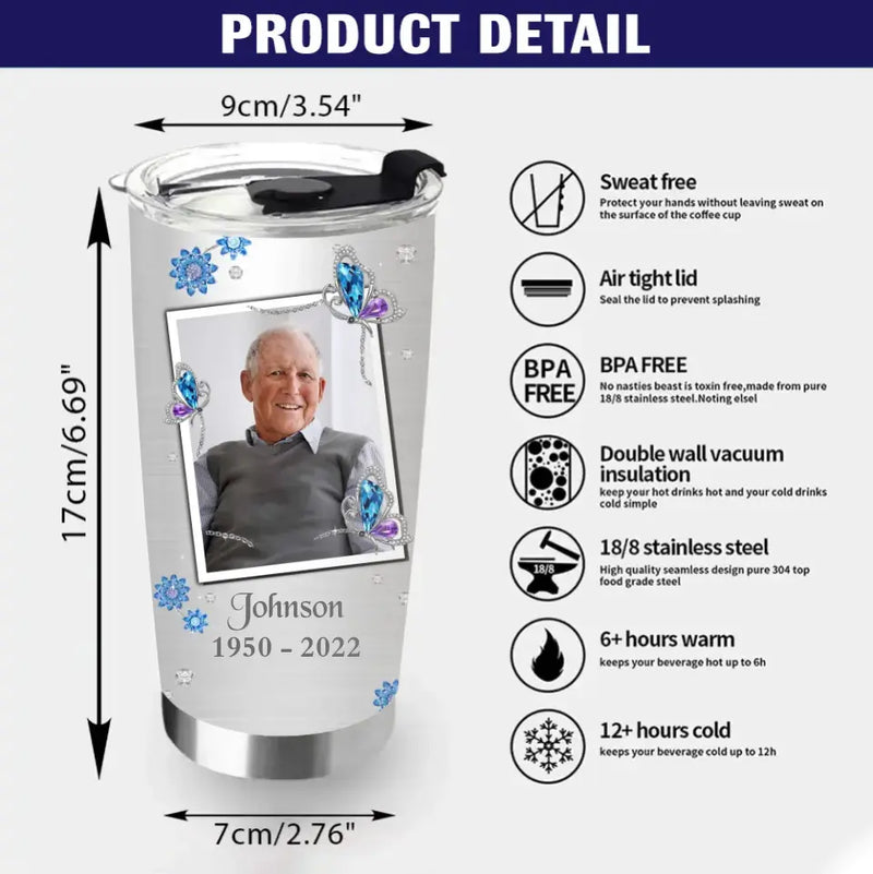 Personalized Memorial Photo Tumbler - Memorial Gift Idea For Family - Always Loved Never Forgotten Forever Missed