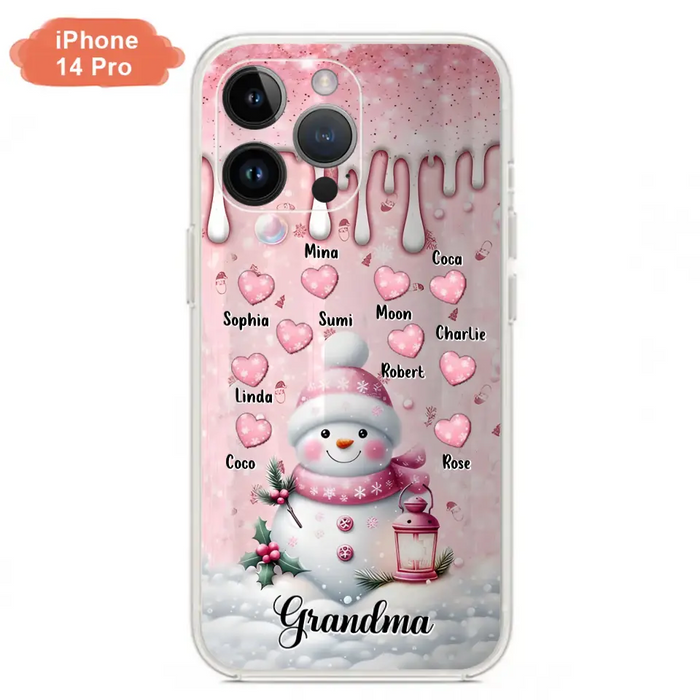 Custom Personalized Snowman Grandma Phone Case - Christmas Gift Idea For Grandma - Up to 10 Kids - Case For iPhone/Samsung - Grandma