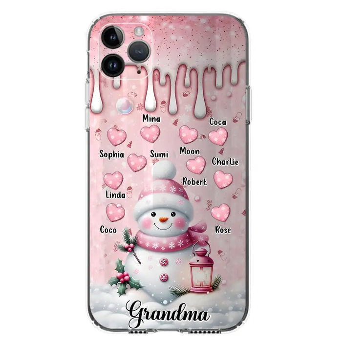 Custom Personalized Snowman Grandma Phone Case - Christmas Gift Idea For Grandma - Up to 10 Kids - Case For iPhone/Samsung - Grandma