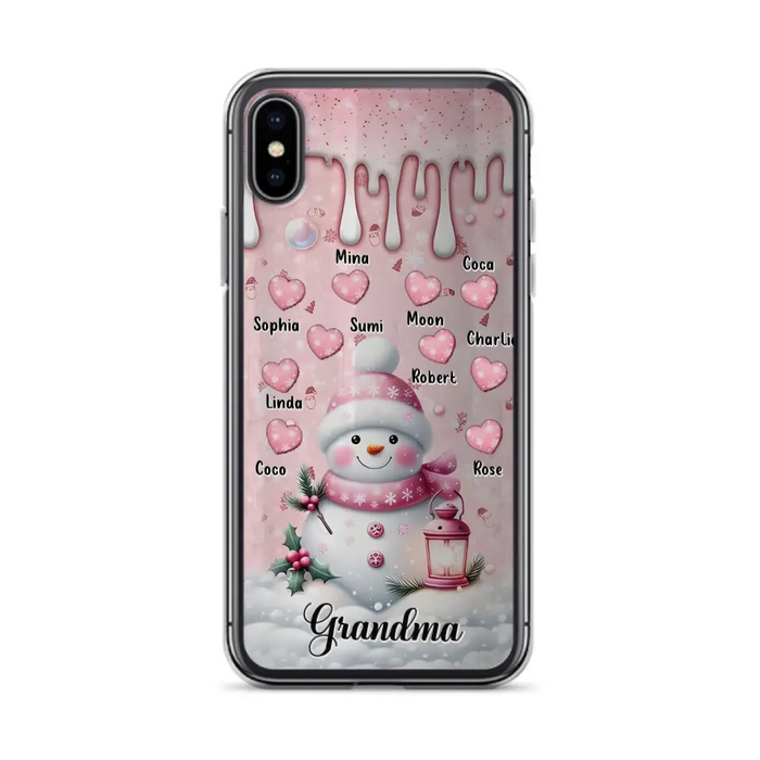 Custom Personalized Snowman Grandma Phone Case - Christmas Gift Idea For Grandma - Up to 10 Kids - Case For iPhone/Samsung - Grandma