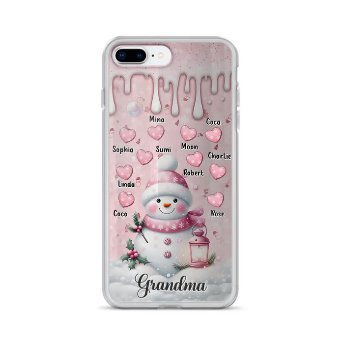 Custom Personalized Snowman Grandma Phone Case - Christmas Gift Idea For Grandma - Up to 10 Kids - Case For iPhone/Samsung - Grandma