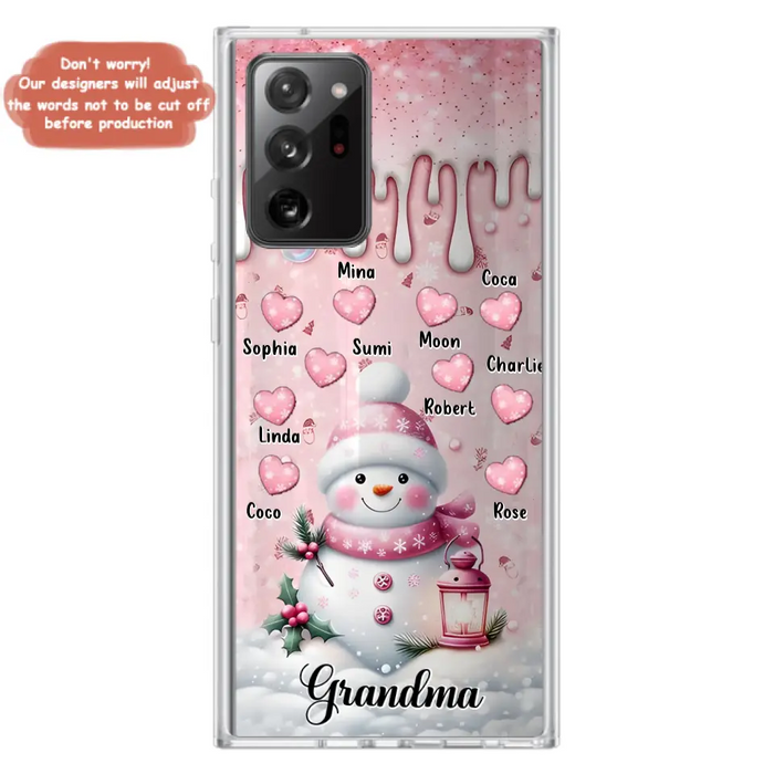 Custom Personalized Snowman Grandma Phone Case - Christmas Gift Idea For Grandma - Up to 10 Kids - Case For iPhone/Samsung - Grandma