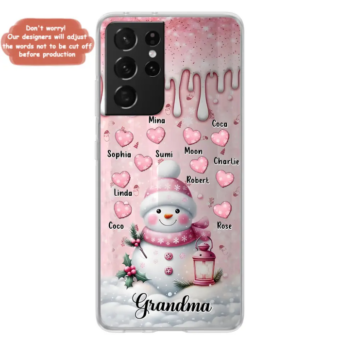 Custom Personalized Snowman Grandma Phone Case - Christmas Gift Idea For Grandma - Up to 10 Kids - Case For iPhone/Samsung - Grandma