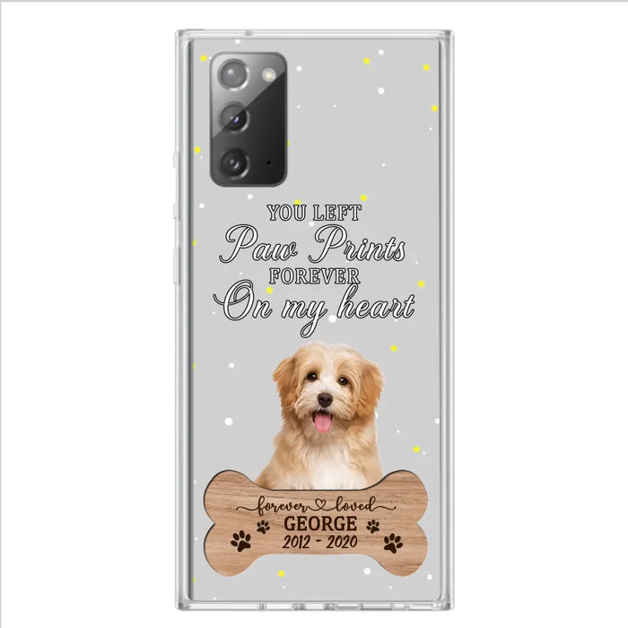 Custom Personalized Memorial Phone Case - Upload Photo - Memorial Gift Idea For Pet Lover - You Left Paw Prints Forever On My Heart