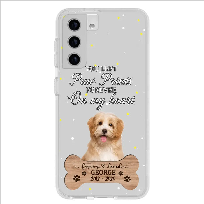 Custom Personalized Memorial Phone Case - Upload Photo - Memorial Gift Idea For Pet Lover - You Left Paw Prints Forever On My Heart