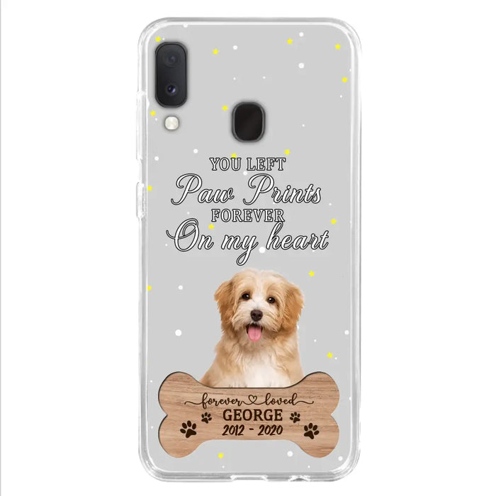 Custom Personalized Memorial Phone Case - Upload Photo - Memorial Gift Idea For Pet Lover - You Left Paw Prints Forever On My Heart