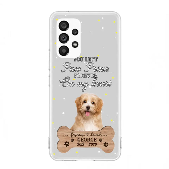 Custom Personalized Memorial Phone Case - Upload Photo - Memorial Gift Idea For Pet Lover - You Left Paw Prints Forever On My Heart