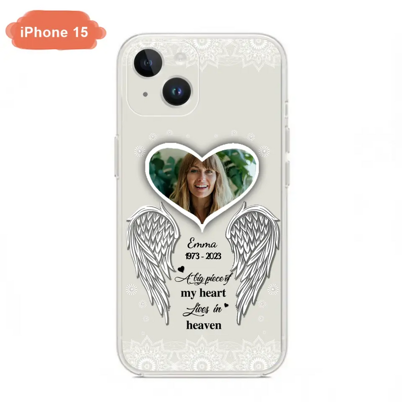 Personalized Memorial Photo Phone Case - Memorial Gift Idea For Family - A Big Piece Of My Heart Lives In Heaven - Case for iPhone/Samsung