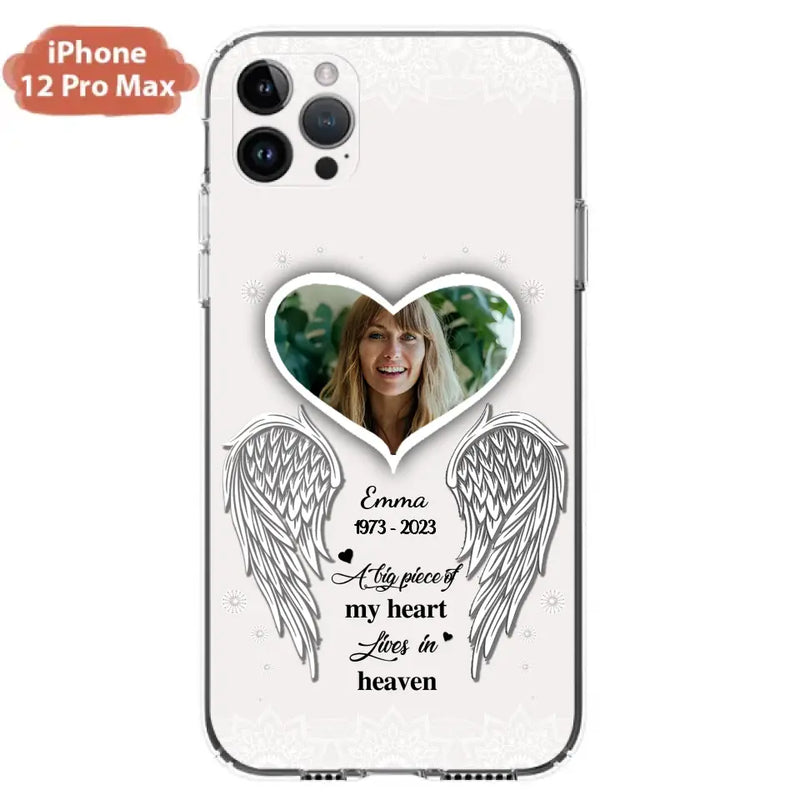 Personalized Memorial Photo Phone Case - Memorial Gift Idea For Family - A Big Piece Of My Heart Lives In Heaven - Case for iPhone/Samsung
