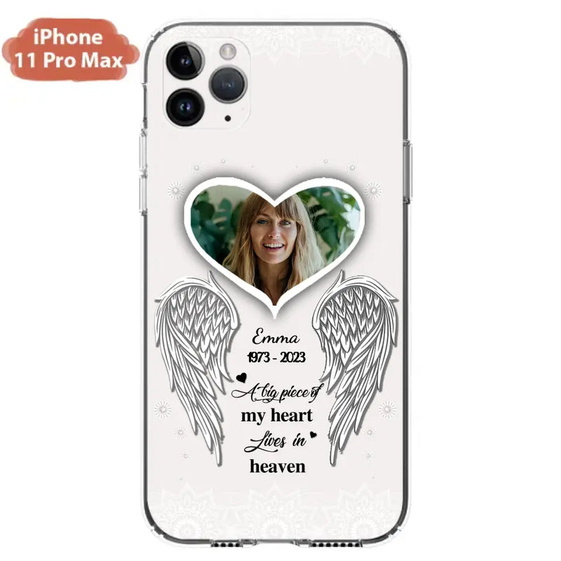 Personalized Memorial Photo Phone Case - Memorial Gift Idea For Family - A Big Piece Of My Heart Lives In Heaven - Case for iPhone/Samsung