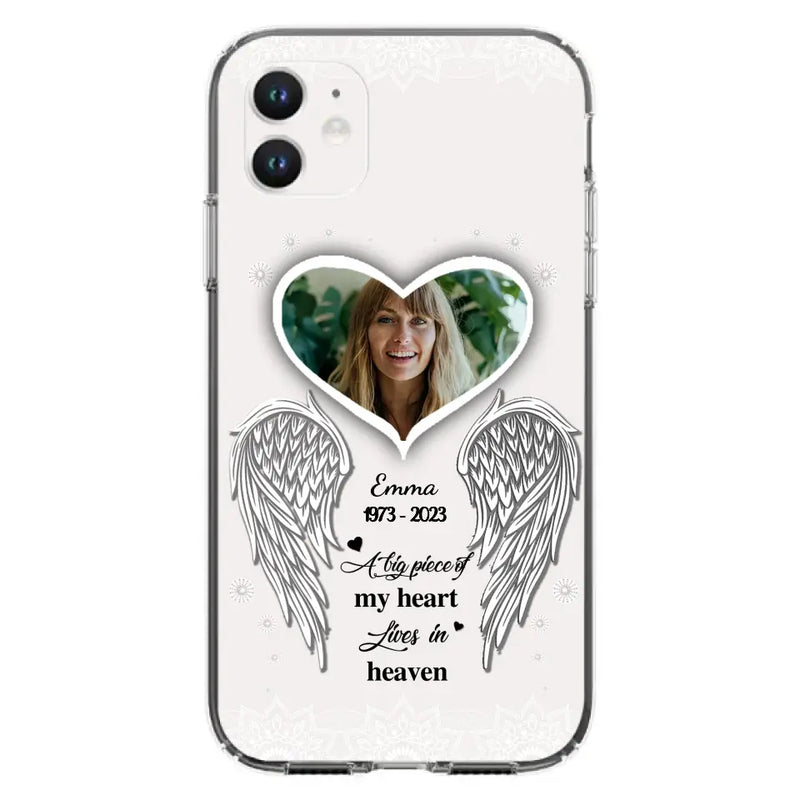 Personalized Memorial Photo Phone Case - Memorial Gift Idea For Family - A Big Piece Of My Heart Lives In Heaven - Case for iPhone/Samsung