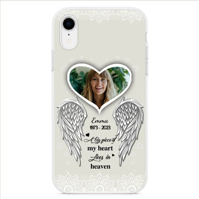Custom Personalized Memorial Photo Phone Case -  Memorial Gift Idea For Family - A Big Piece Of My Heart Lives In Heaven - Case for iPhone/Samsung