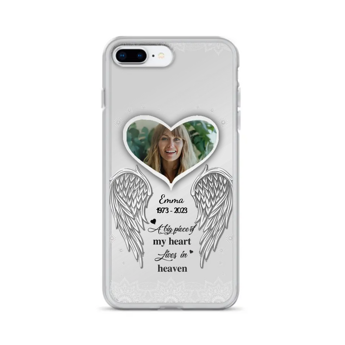 Custom Personalized Memorial Photo Phone Case -  Memorial Gift Idea For Family - A Big Piece Of My Heart Lives In Heaven - Case for iPhone/Samsung