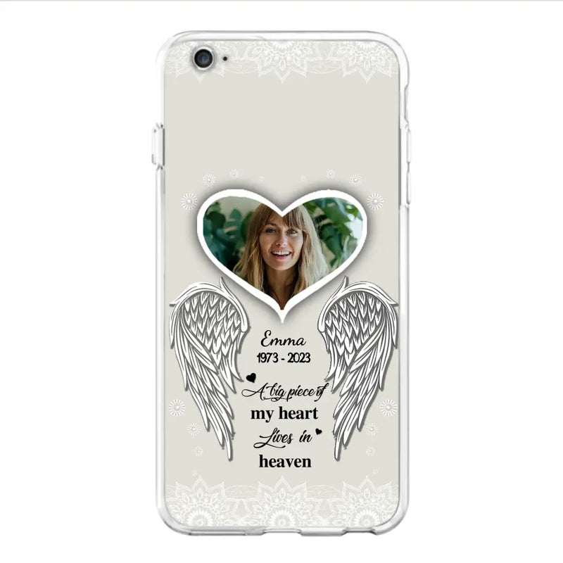 Personalized Memorial Photo Phone Case - Memorial Gift Idea For Family - A Big Piece Of My Heart Lives In Heaven - Case for iPhone/Samsung