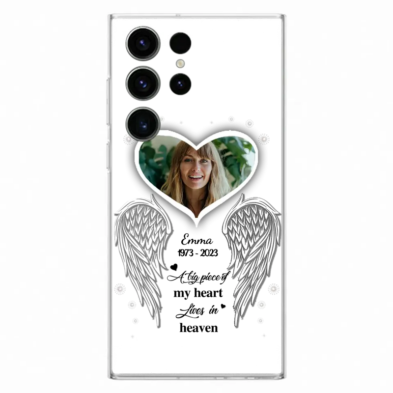 Personalized Memorial Photo Phone Case - Memorial Gift Idea For Family - A Big Piece Of My Heart Lives In Heaven - Case for iPhone/Samsung
