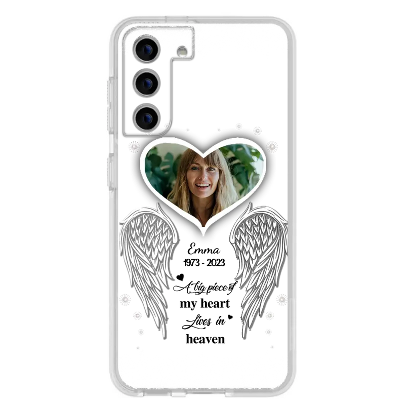 Personalized Memorial Photo Phone Case - Memorial Gift Idea For Family - A Big Piece Of My Heart Lives In Heaven - Case for iPhone/Samsung