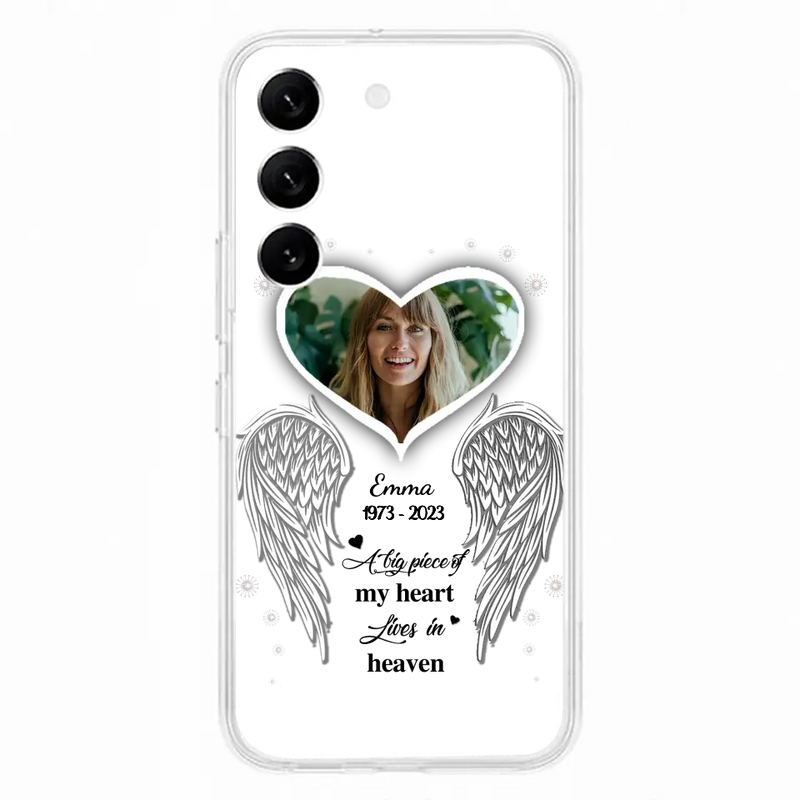Personalized Memorial Photo Phone Case - Memorial Gift Idea For Family - A Big Piece Of My Heart Lives In Heaven - Case for iPhone/Samsung