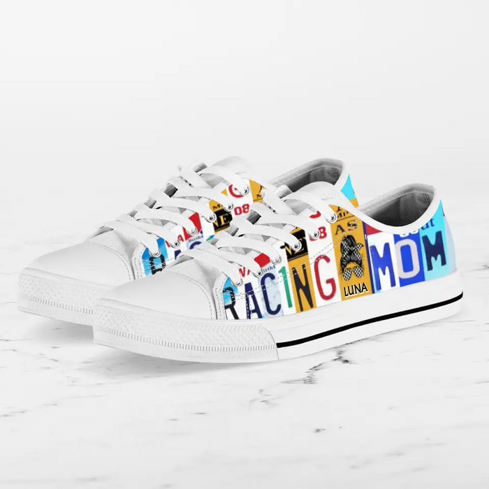 Custom Racing Mom Canvas Sneakers - Gift Idea For Mother/ Racing Lover