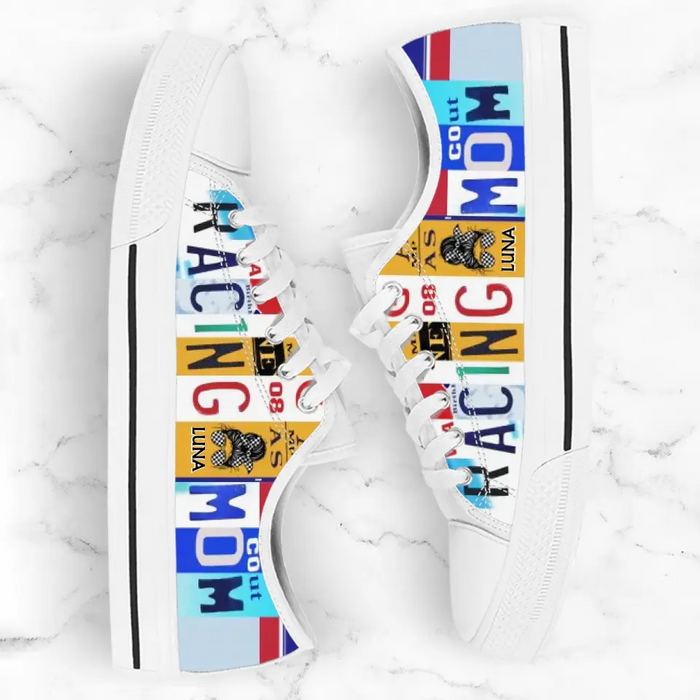 Custom Racing Mom Canvas Sneakers - Gift Idea For Mother/ Racing Lover