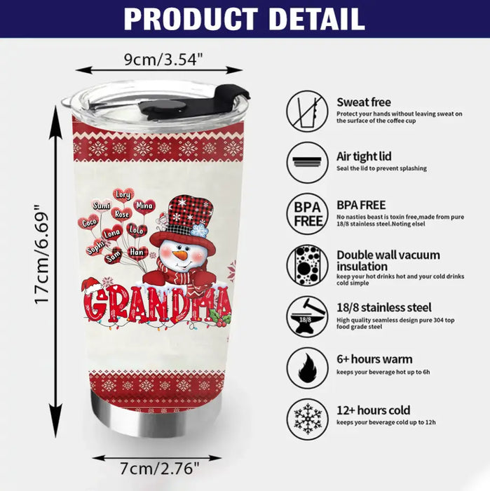 Custom Personalized Grandma Tumbler - Gift Idea For Christmas  - Upto 10 Grandkids - Life Is Just Better With Grandkids