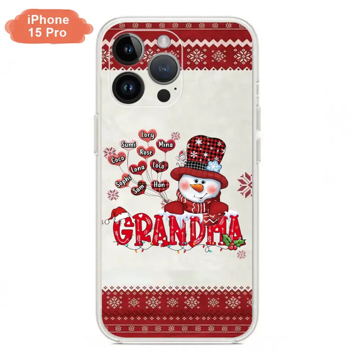 Personalized Snowman Grandma Phone Case - Christmas Gift Idea For Grandma - Up to 10 Kids - Case For iPhone/Samsung