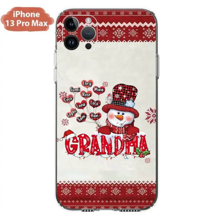 Personalized Snowman Grandma Phone Case - Christmas Gift Idea For Grandma - Up to 10 Kids - Case For iPhone/Samsung