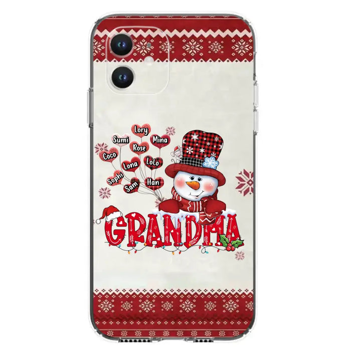 Personalized Snowman Grandma Phone Case - Christmas Gift Idea For Grandma - Up to 10 Kids - Case For iPhone/Samsung