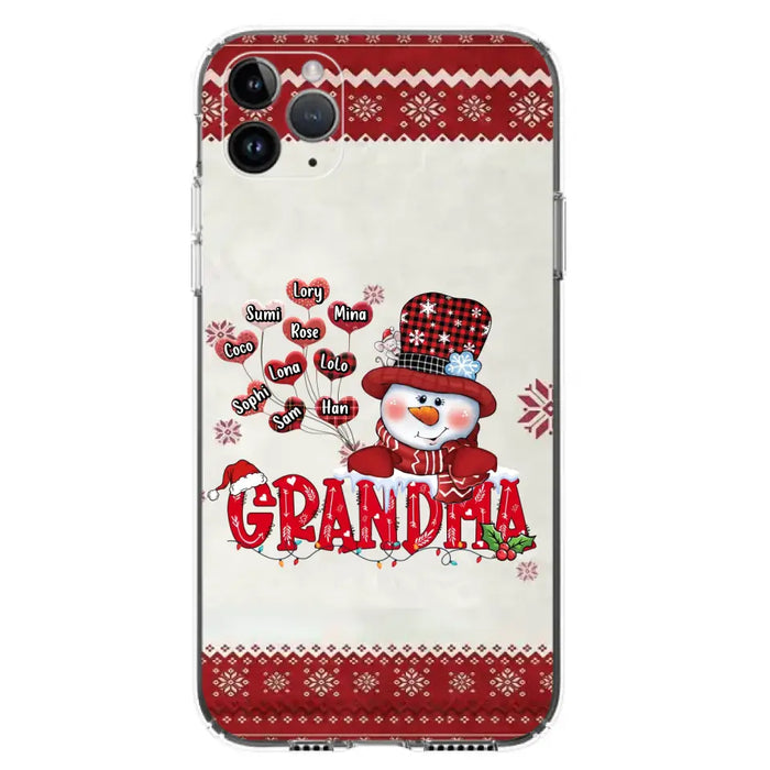 Personalized Snowman Grandma Phone Case - Christmas Gift Idea For Grandma - Up to 10 Kids - Case For iPhone/Samsung