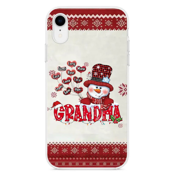 Personalized Snowman Grandma Phone Case - Christmas Gift Idea For Grandma - Up to 10 Kids - Case For iPhone/Samsung