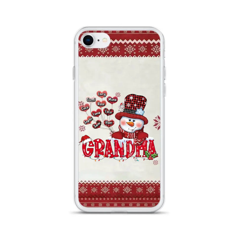 Personalized Snowman Grandma Phone Case - Christmas Gift Idea For Grandma - Up to 10 Kids - Case For iPhone/Samsung