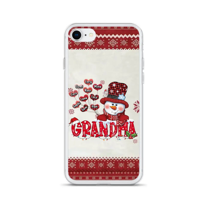 Personalized Snowman Grandma Phone Case - Christmas Gift Idea For Grandma - Up to 10 Kids - Case For iPhone/Samsung