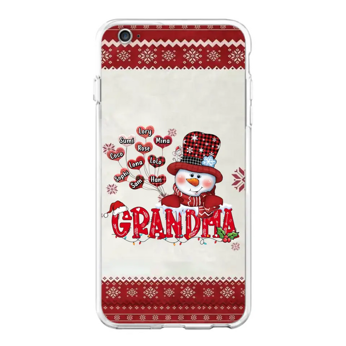 Personalized Snowman Grandma Phone Case - Christmas Gift Idea For Grandma - Up to 10 Kids - Case For iPhone/Samsung