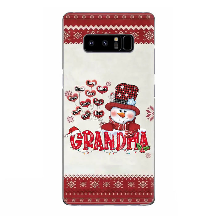 Personalized Snowman Grandma Phone Case - Christmas Gift Idea For Grandma - Up to 10 Kids - Case For iPhone/Samsung