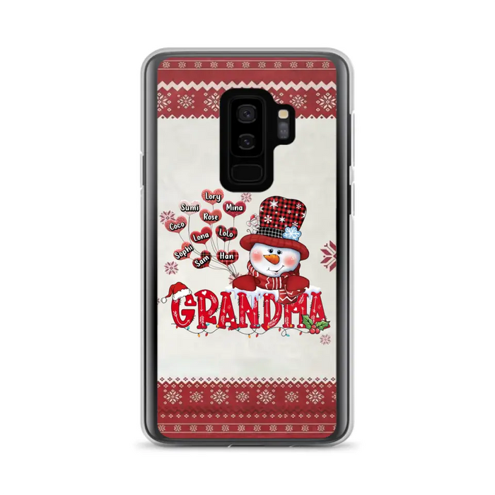 Personalized Snowman Grandma Phone Case - Christmas Gift Idea For Grandma - Up to 10 Kids - Case For iPhone/Samsung