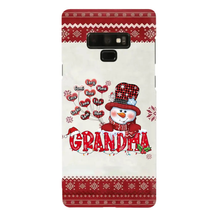 Personalized Snowman Grandma Phone Case - Christmas Gift Idea For Grandma - Up to 10 Kids - Case For iPhone/Samsung