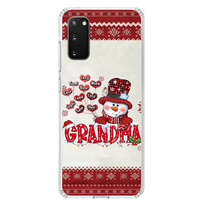 Personalized Snowman Grandma Phone Case - Christmas Gift Idea For Grandma - Up to 10 Kids - Case For iPhone/Samsung