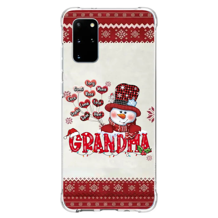 Personalized Snowman Grandma Phone Case - Christmas Gift Idea For Grandma - Up to 10 Kids - Case For iPhone/Samsung