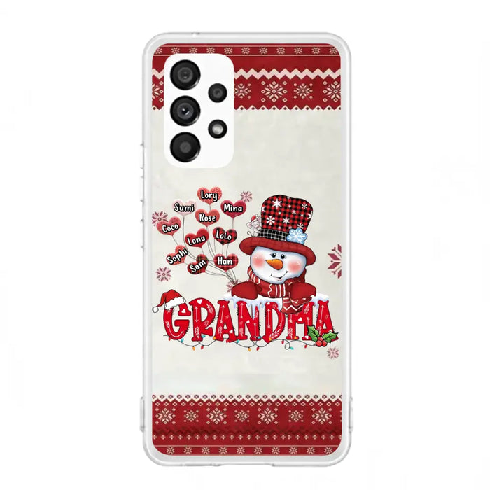 Personalized Snowman Grandma Phone Case - Christmas Gift Idea For Grandma - Up to 10 Kids - Case For iPhone/Samsung