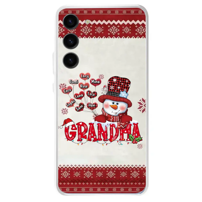 Personalized Snowman Grandma Phone Case - Christmas Gift Idea For Grandma - Up to 10 Kids - Case For iPhone/Samsung