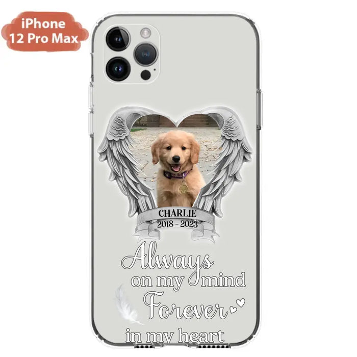 Personalized Memorial Phone Case - Upload Photo - Memorial Gift Idea For Pet Lover - Always On My Mind Forever In My Heart - Case For iPhone/Samsung