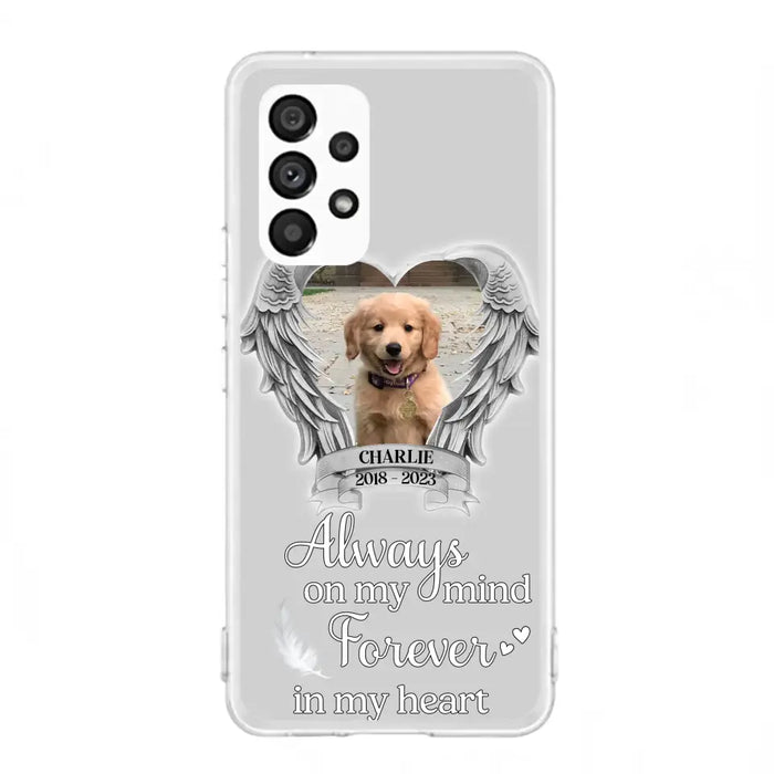 Personalized Memorial Phone Case - Upload Photo - Memorial Gift Idea For Pet Lover - Always On My Mind Forever In My Heart - Case For iPhone/Samsung