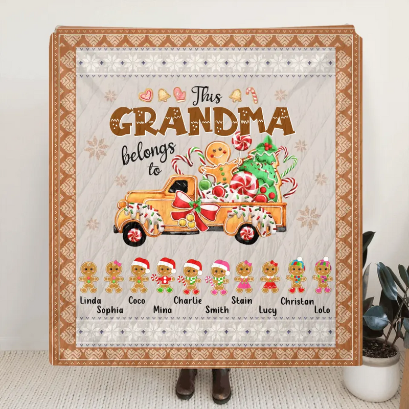 Personalized Grandma's Cookies Christmas Fleece Throw Blanket & Quilt - Gift Idea For Grandma/Mom - Up to 10 Kids - This Grandma Belongs To