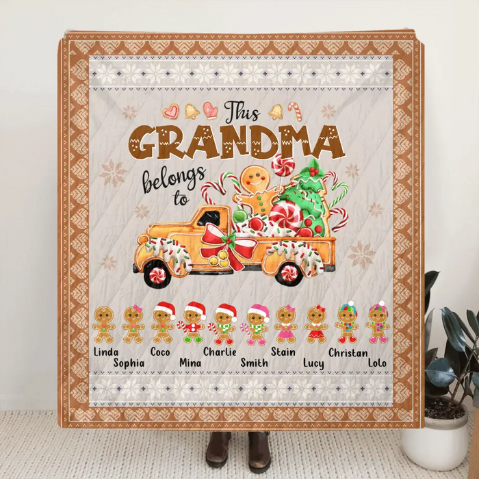 Personalized Grandma's Cookies Christmas Quilt/Single Layer Fleece Blanket - Gift Idea For Grandma/Mom - Up to 10 Kids - This Grandma Belongs To