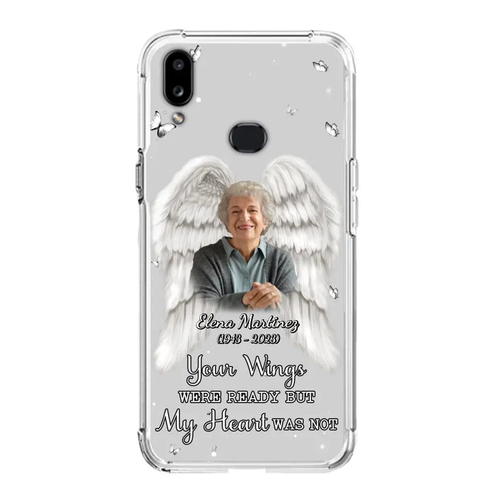 Custom Personalized Memorial Phone Case - Upload Photo - Memorial Gift Idea For Family Member - Your Wings Were Ready But My Heart Was Not - Case For iPhone/Samsung