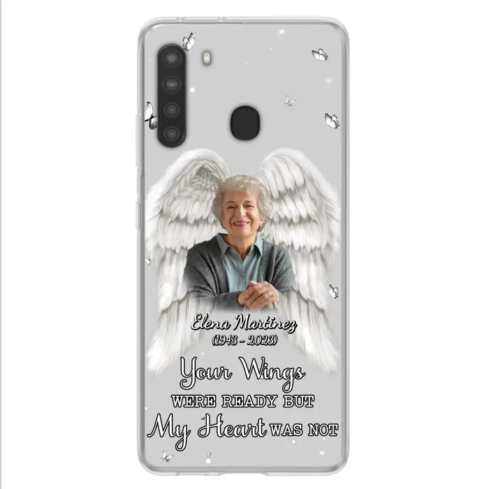 Custom Personalized Memorial Phone Case - Upload Photo - Memorial Gift Idea For Family Member - Your Wings Were Ready But My Heart Was Not - Case For iPhone/Samsung