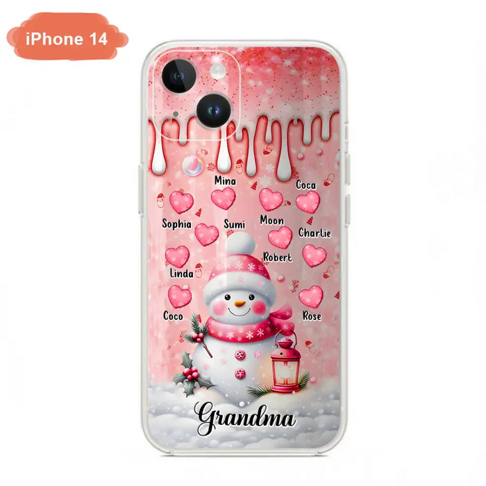 Personalized Snowman Grandma Phone Case - Christmas Gift Idea For Grandma - Up to 10 Kids - Case For iPhone/Samsung - Grandma